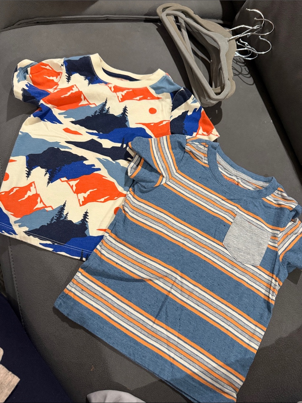 Cat & Jack Blue, Orange & White Graphic and Striped Short Sleeve Tees - 2 Pack